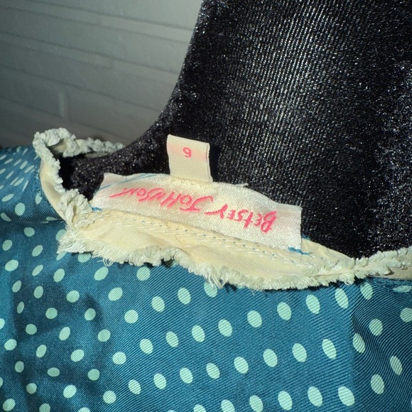 Betsey Johnson Teal Polka Dot Silk Flutter Sleeve Vintage Dress, Women’s Size 6 - Picture 9 of 10